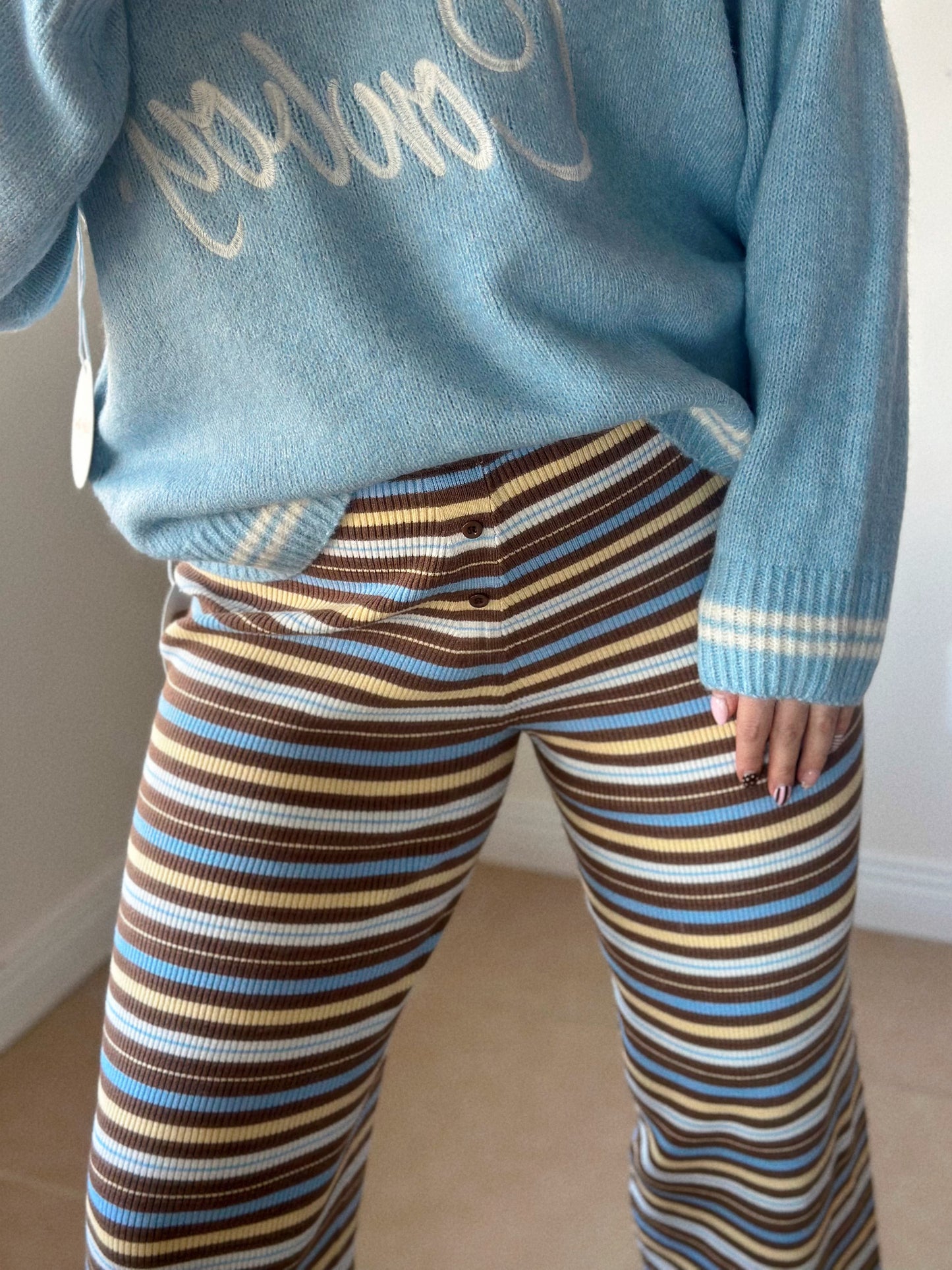 Cider Winter Stripes Lounge Flare Pants