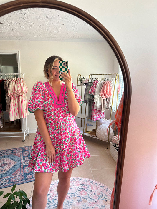 Embracing The Peonies Mini Dress