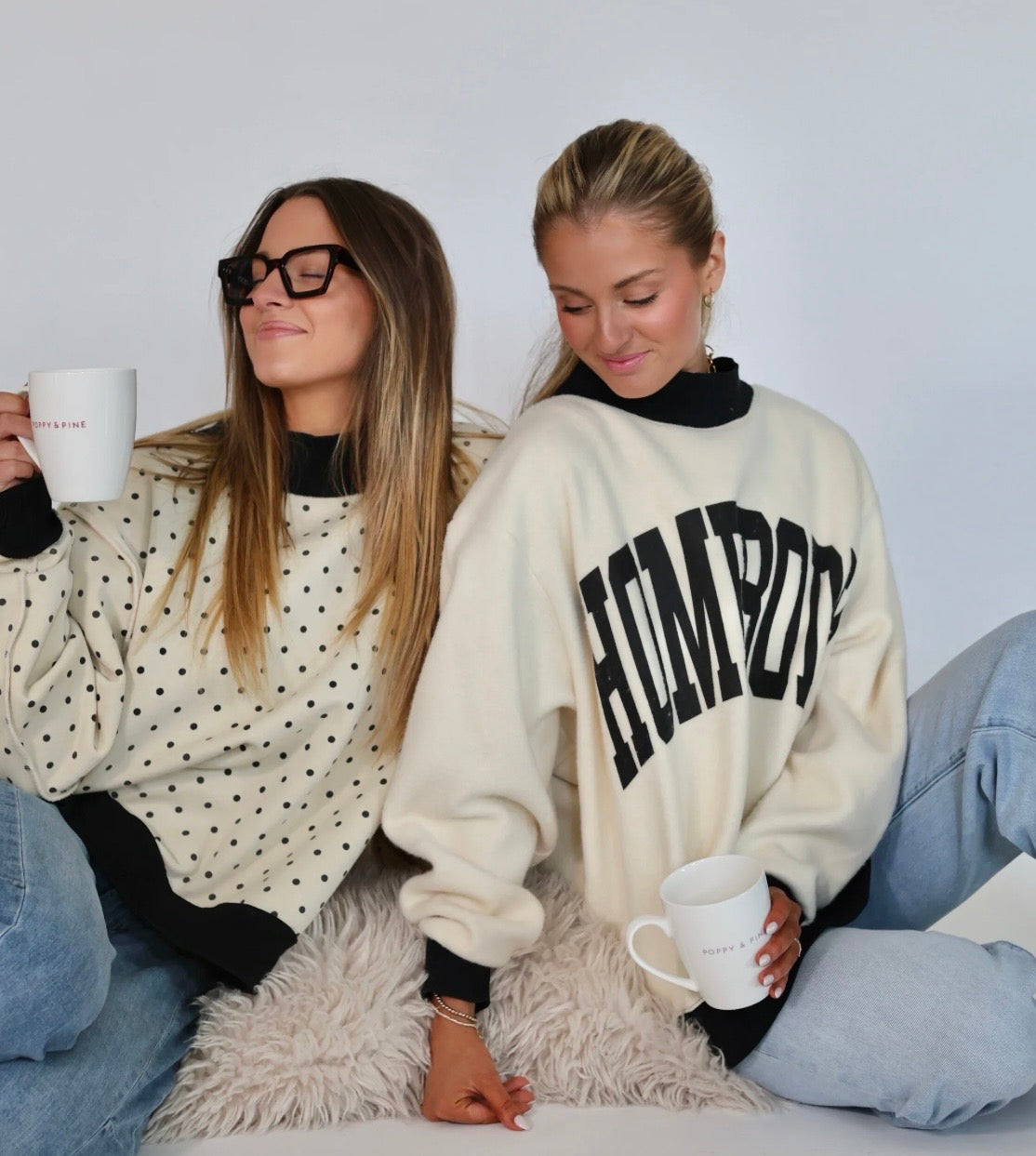 Reversible Polka Dot Mockneck "Homebody" Sweatshirt