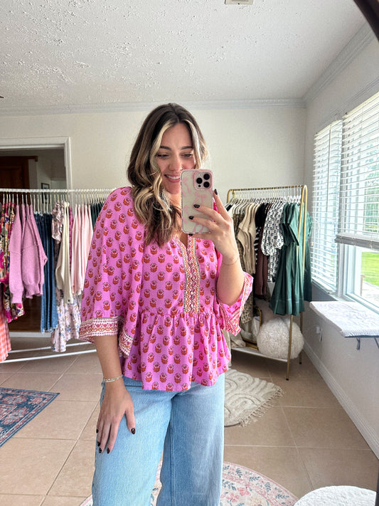 Mary Square Blossom Moment Floral Blouse