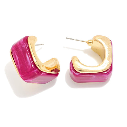 Sophisticated Moment Burgundy Gold Studs