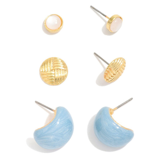 Thinking Of Ocean Waves Light Blue Earring Set