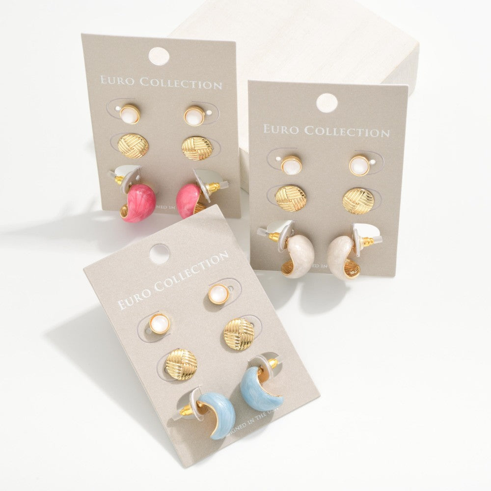 Thinking Of Ocean Waves Light Blue Earring Set