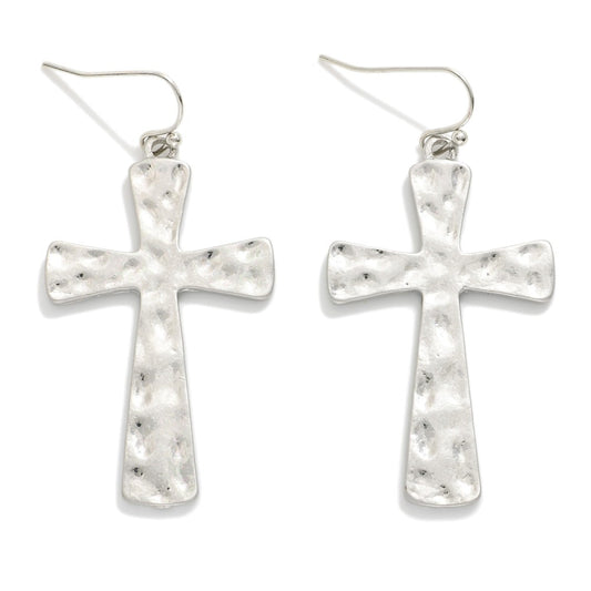 Sunday Morning Silver Cross Earrings