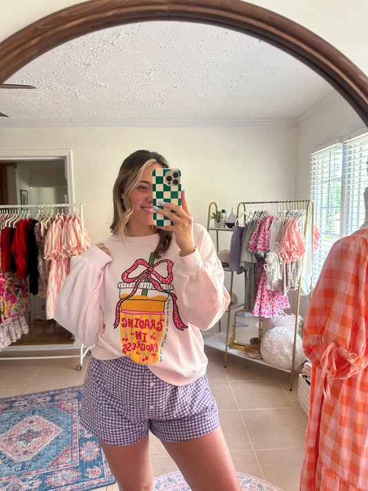 Iced Coffee And Grading In Progress Soft Pink Sweatshirt