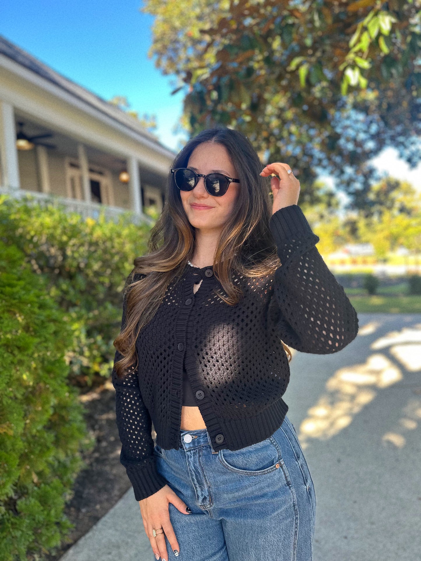 Layered & Lovely Crochet Cardigan - Black SALE