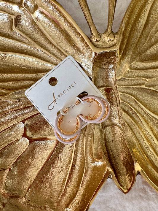For Cozy Bookstore Dates Beige & Gold Mini Hoops