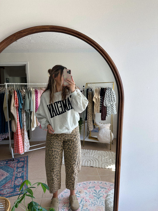 It's Gameday Season Embroidered White Melange Sweatshirt