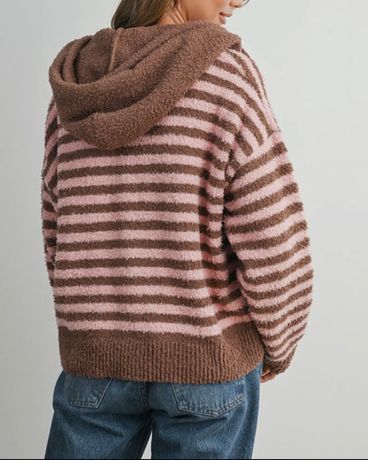 Brown Sugar Sweetness Striped Zip-Up Jacket