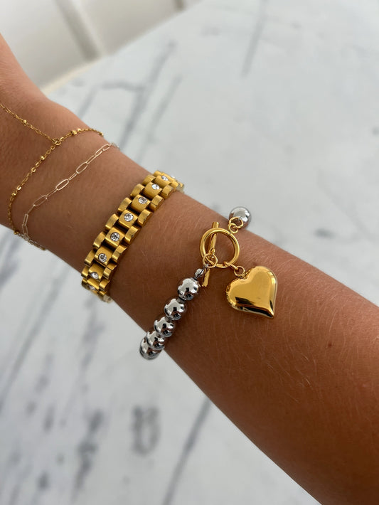 Having A Glam Moment Heart Charm Bracelet