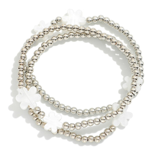 Flower Power Silver Bracelet Set