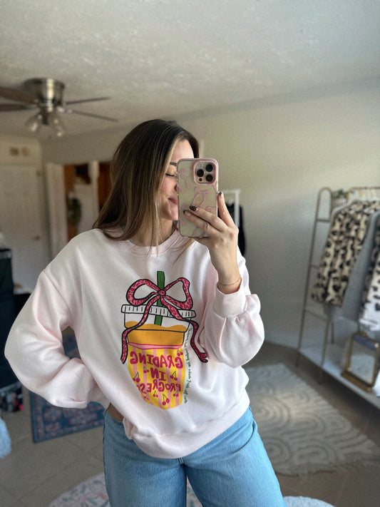 Iced Coffee And Grading In Progress Soft Pink Sweatshirt