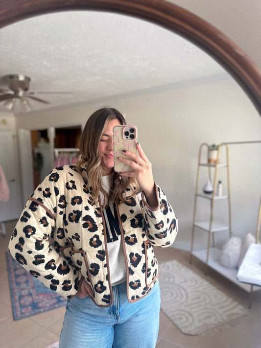 Leopard Layers Quilted Jacket