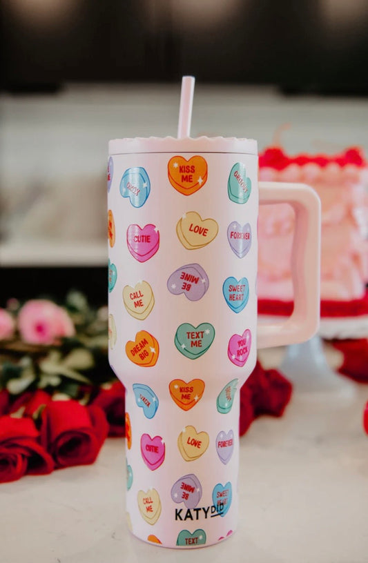 Candy Hearts Crush Pink Tumbler