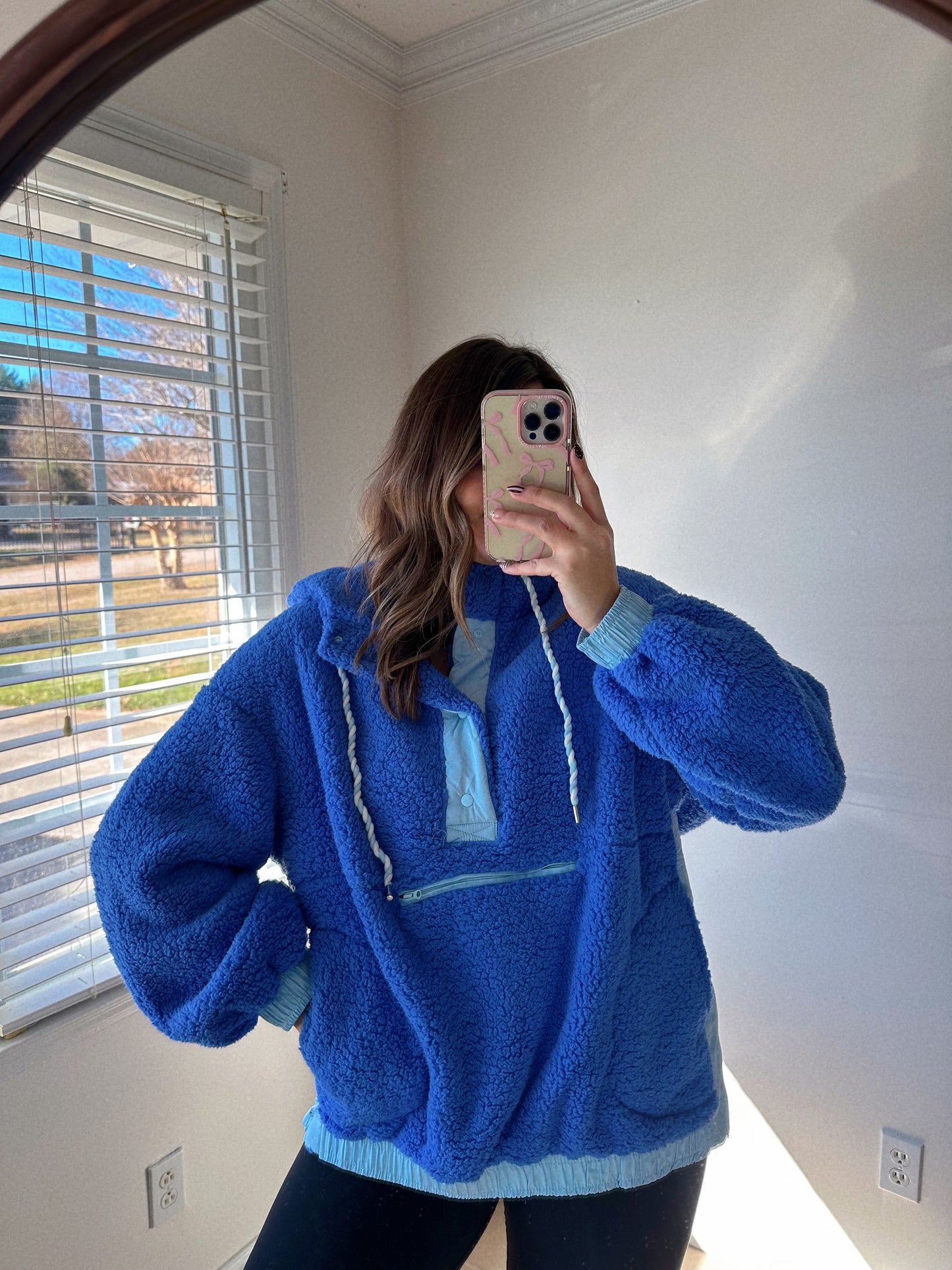 Curvy Frosty Blue Sherpa Pullover LAST CHANCE