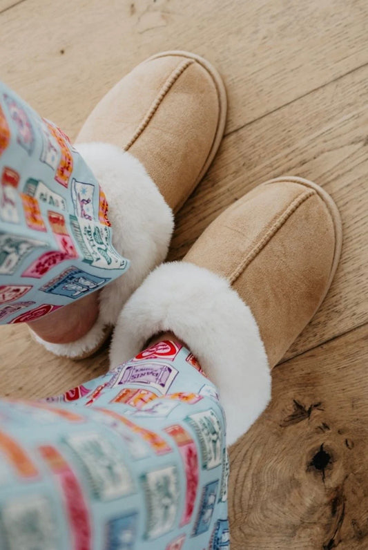 The Cutest Stocking Stuffer - Sand Faux Slip On Slippers LAST CHANCE