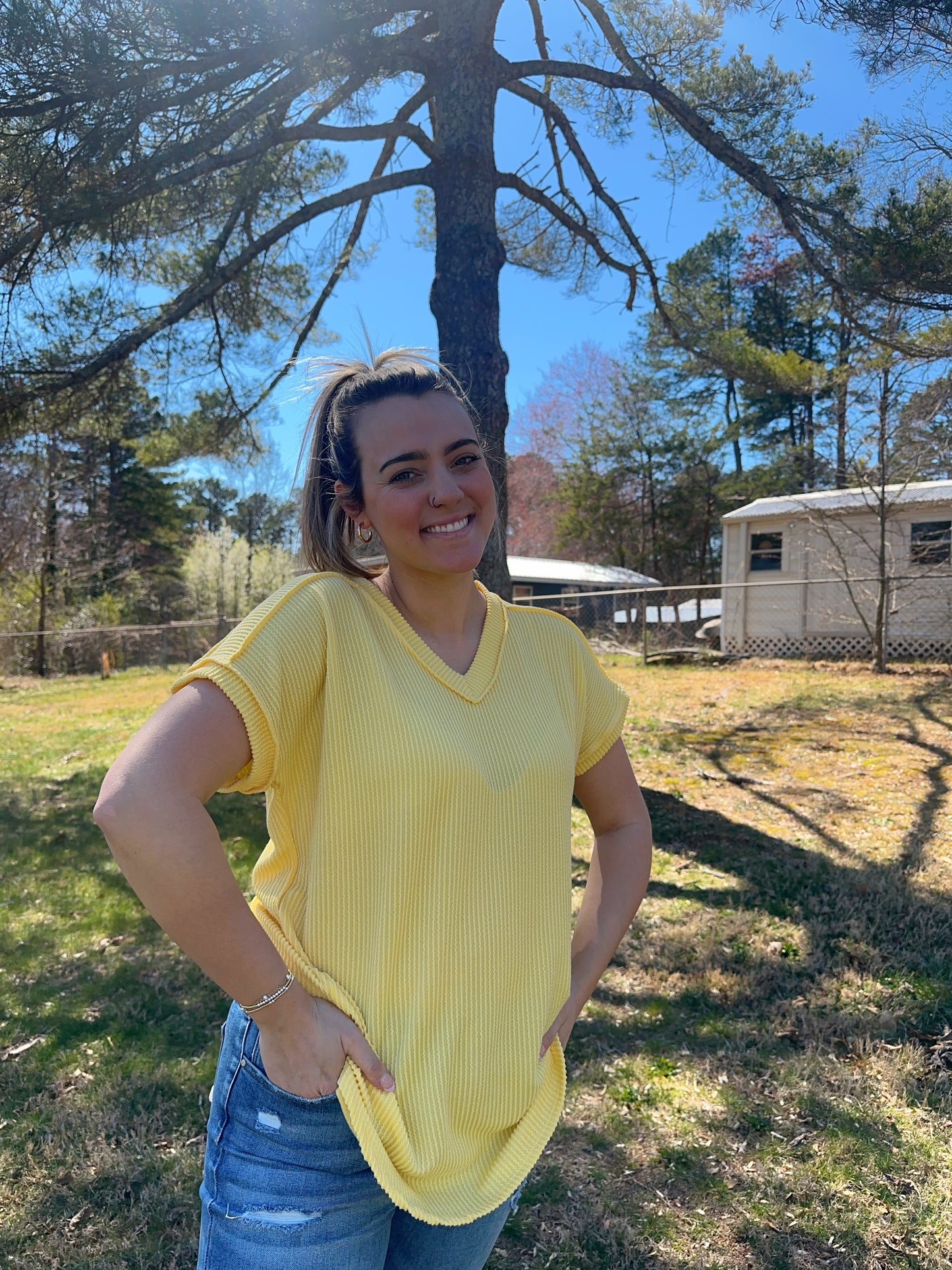 Living For The Color Curvy Ribbed Top
