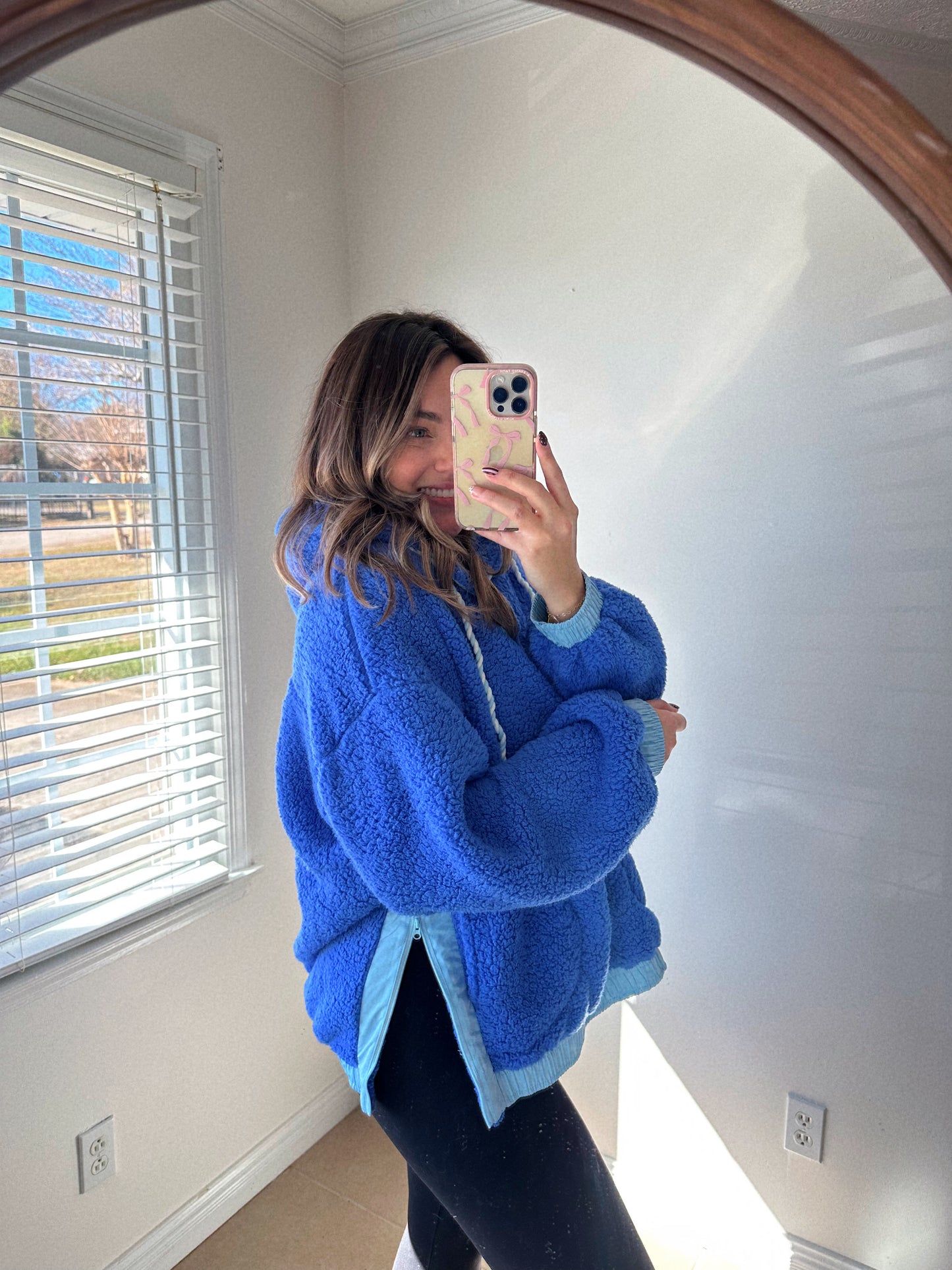 Curvy Frosty Blue Sherpa Pullover LAST CHANCE