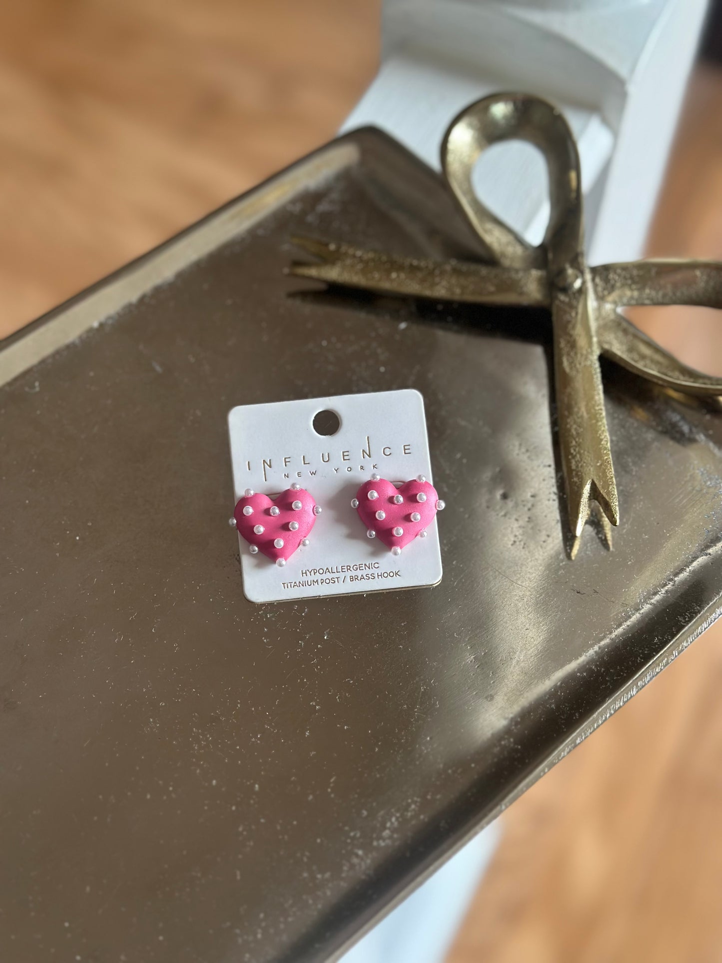 Simply The Cutest Hot Pink Pearl Heart Stud Earrings