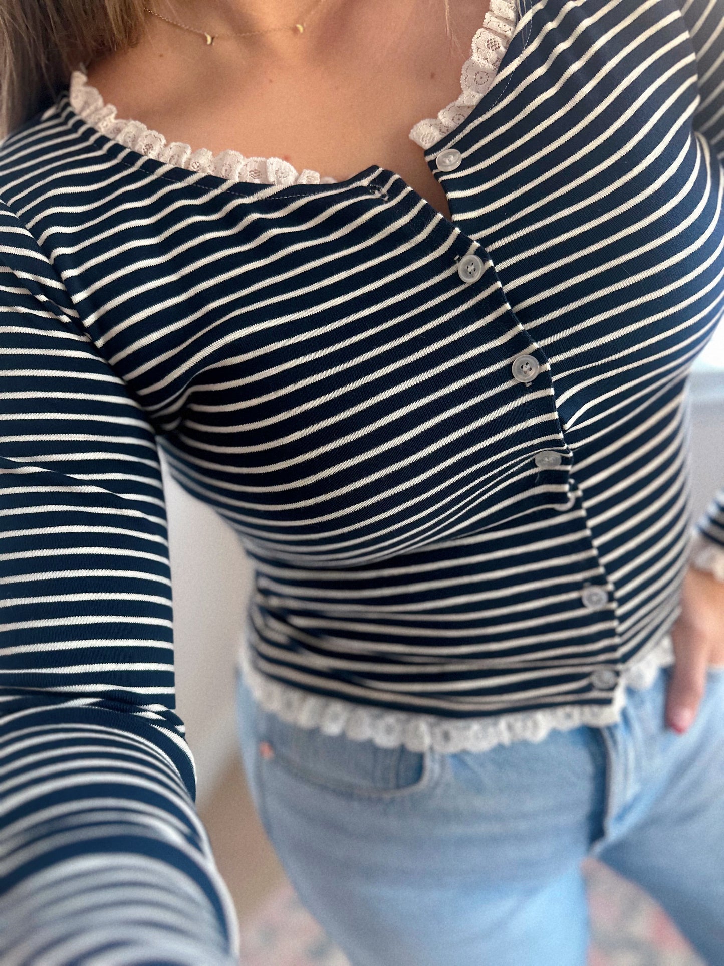 Lovely in Lace Striped Cardigan