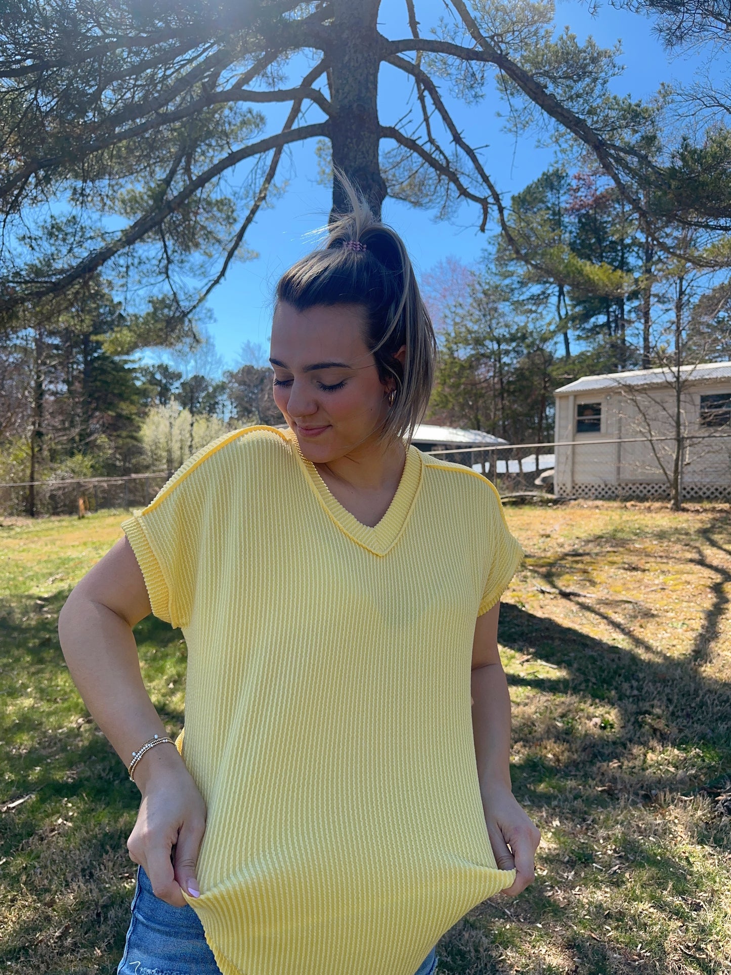 Living For The Color Curvy Ribbed Top