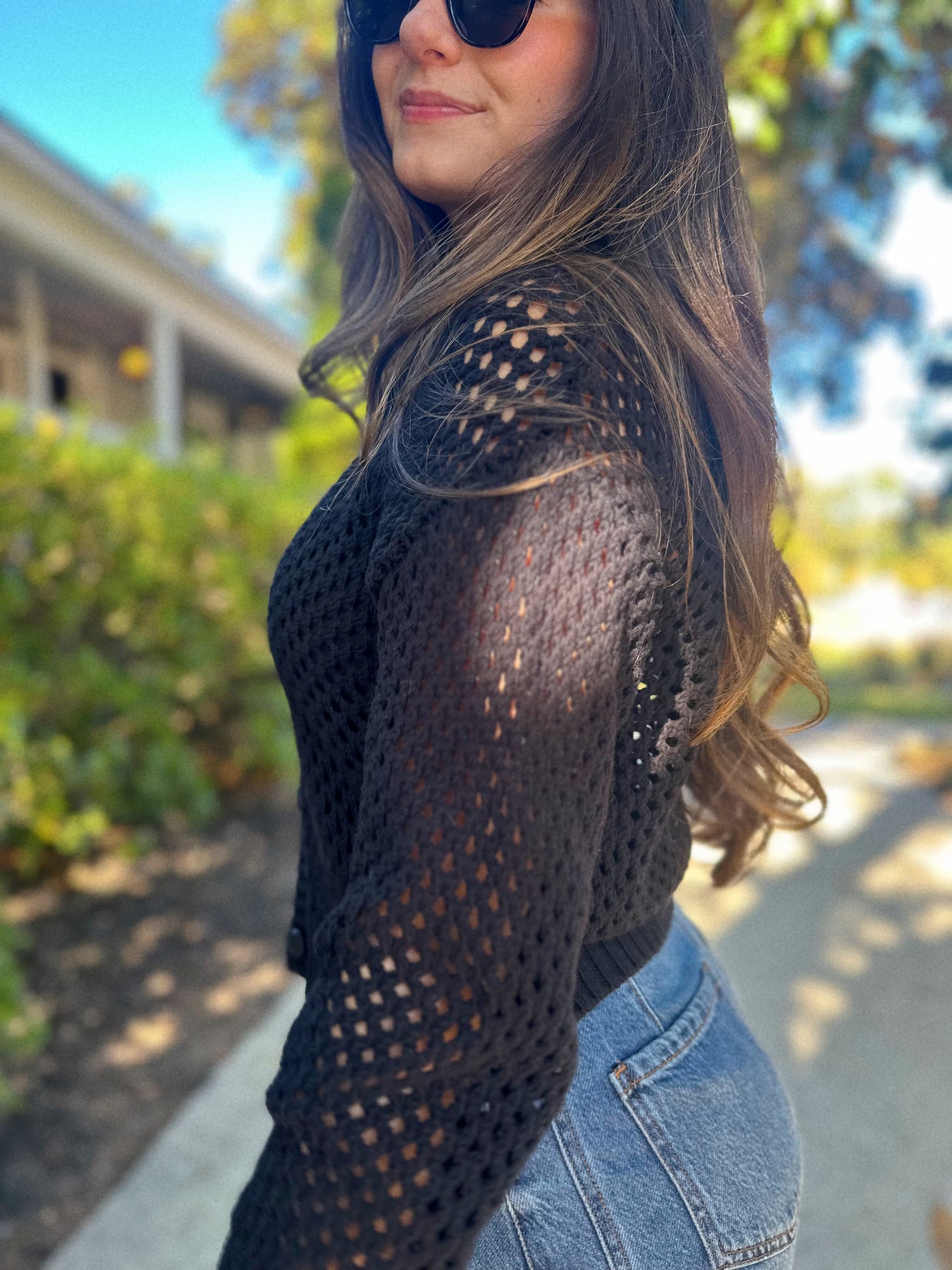 Layered & Lovely Crochet Cardigan - Black SALE