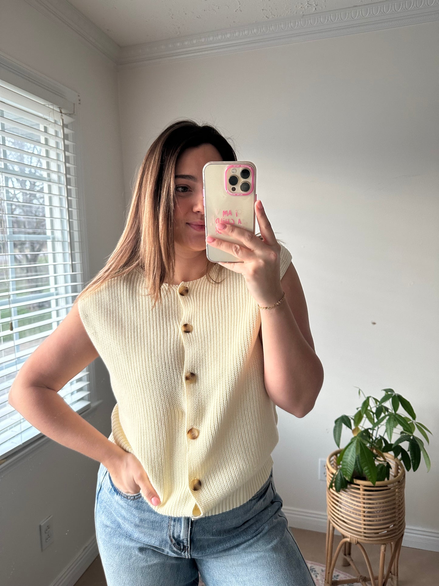 The Vanilla Daydream Light Cream Sweater Vest