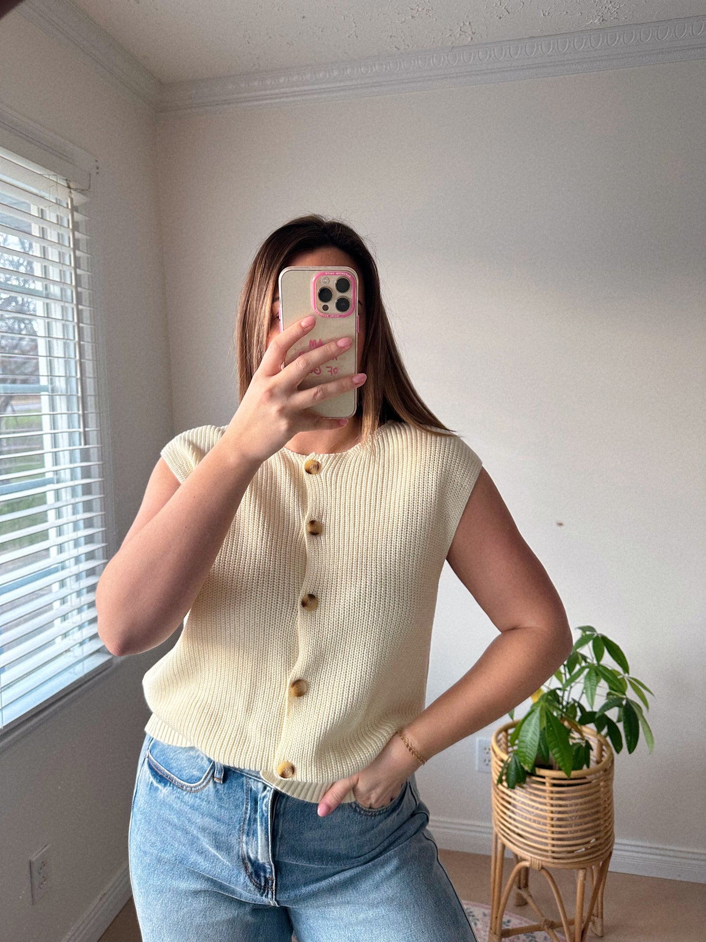 The Vanilla Daydream Light Cream Sweater Vest