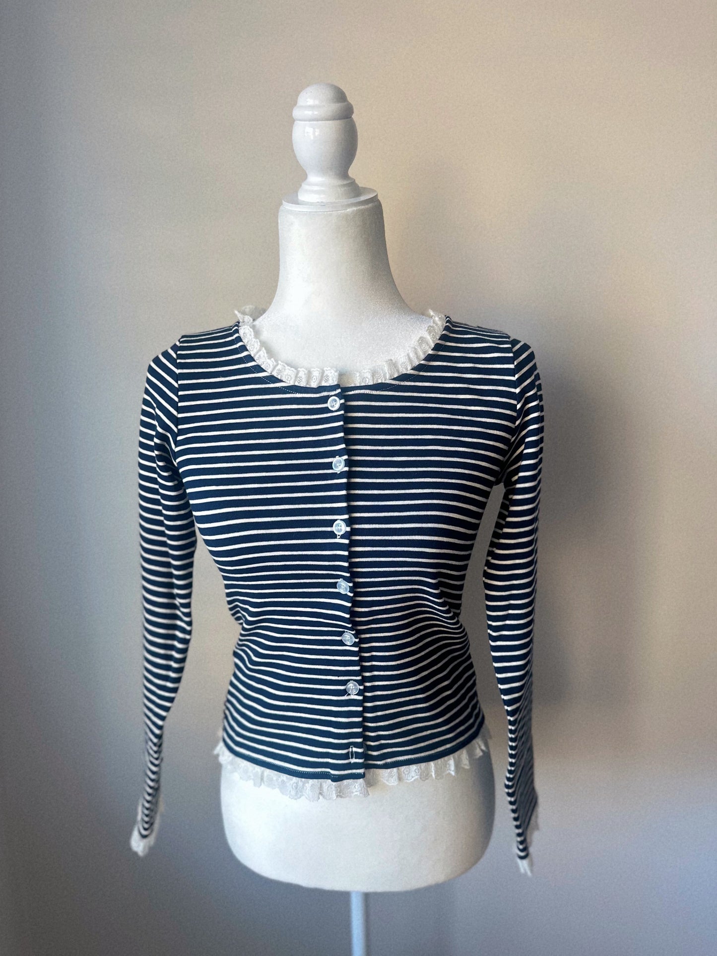 Lovely in Lace Striped Cardigan