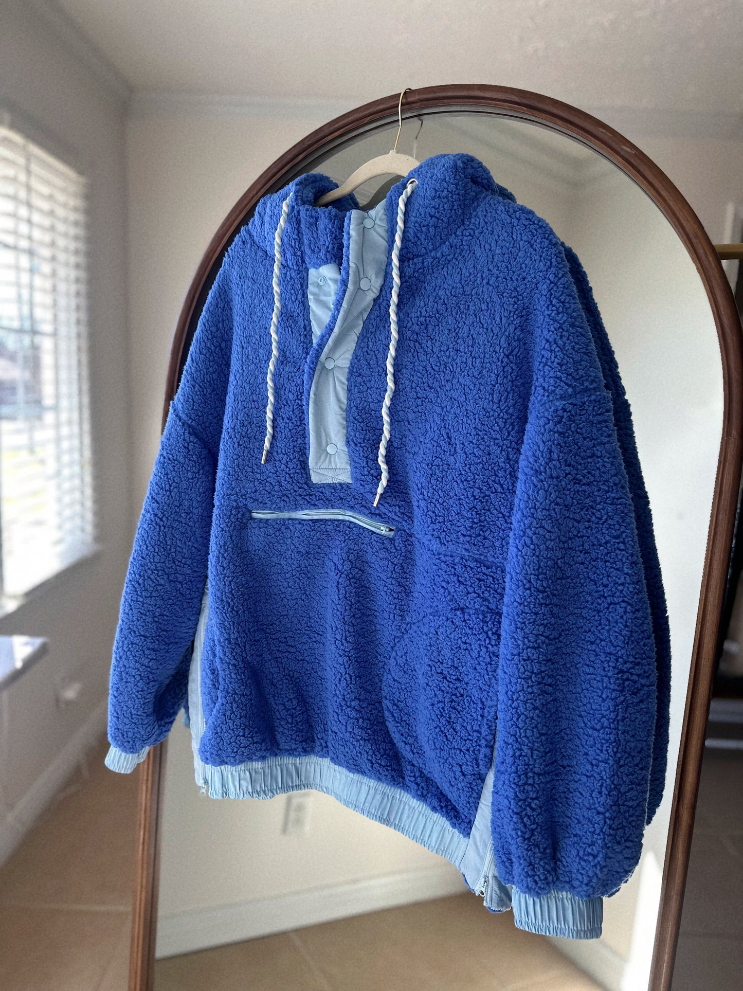 Curvy Frosty Blue Sherpa Pullover LAST CHANCE