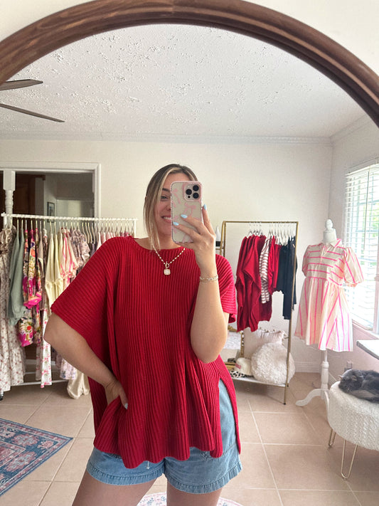 Closet Must Have Red Knit Sweater