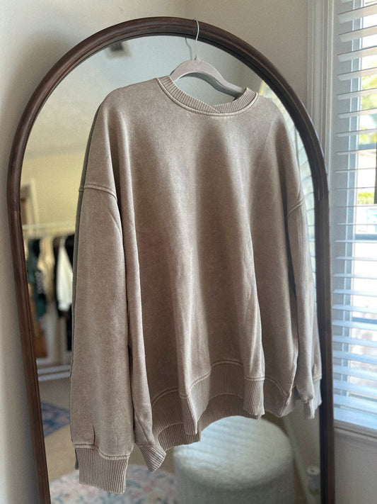 Curvy Neutral Moment Oversized Ash Mocha Sweatshirt