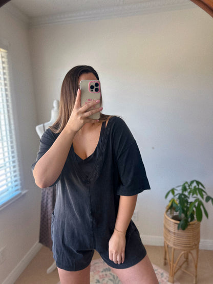 Comfortable & Worn On Repeat Cotton Black Tshirt Romper