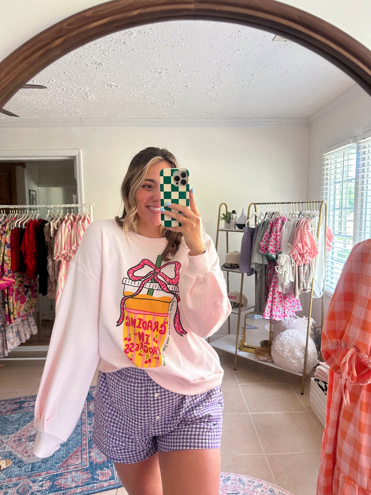 Iced Coffee And Grading In Progress Soft Pink Sweatshirt