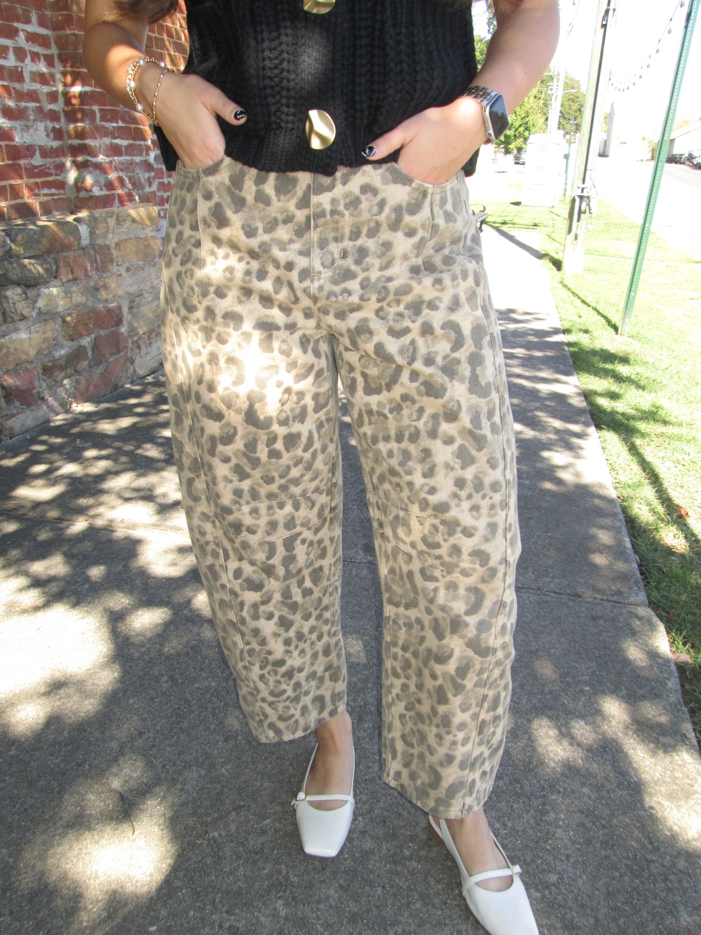 On Trend Leopard Print Barrel Pants