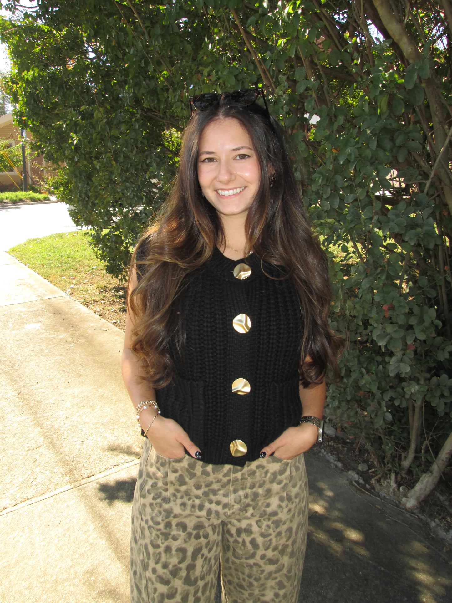 Plan To Make A Statement Chunky Black Knit Sweater Vest LAST CHANCE