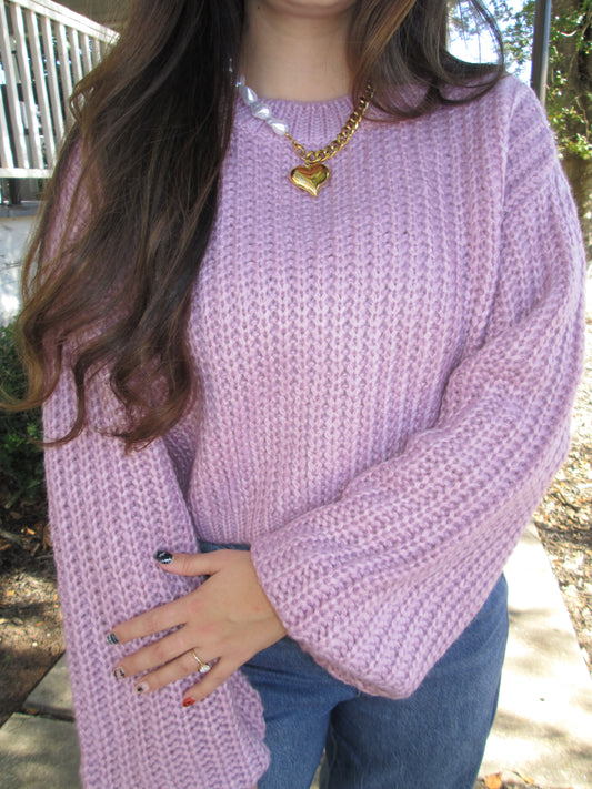 Colorful Moment Cropped Knit Balloon Sleeve Sweater SALE