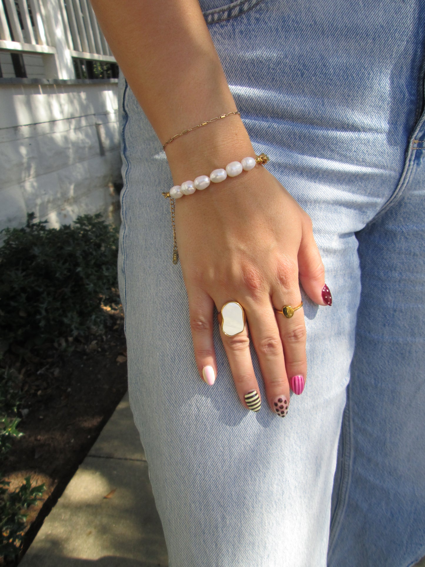 The Dreamiest Pearl + Gold Linked Bracelet