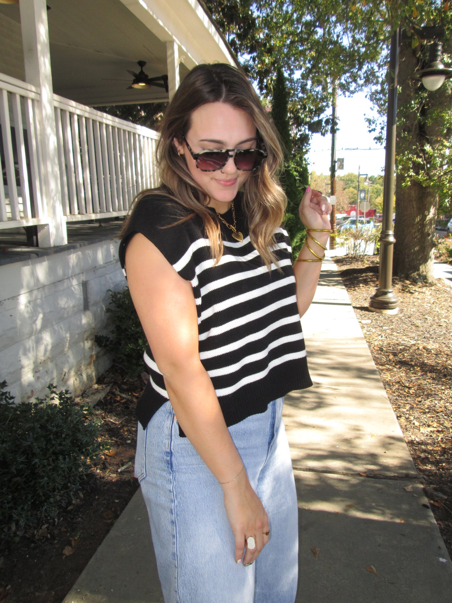 The Knit & Stripe Short Sleeve Sweater LAST CHANCE SALE