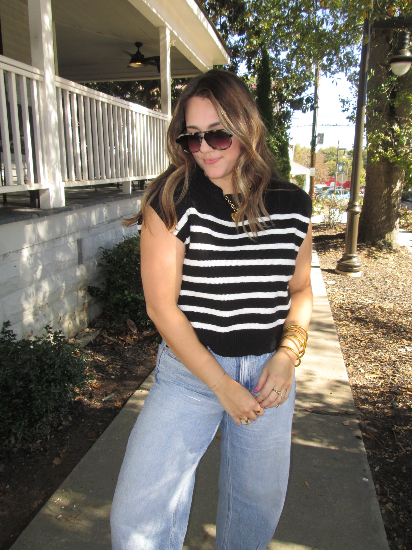 The Knit & Stripe Short Sleeve Sweater LAST CHANCE SALE