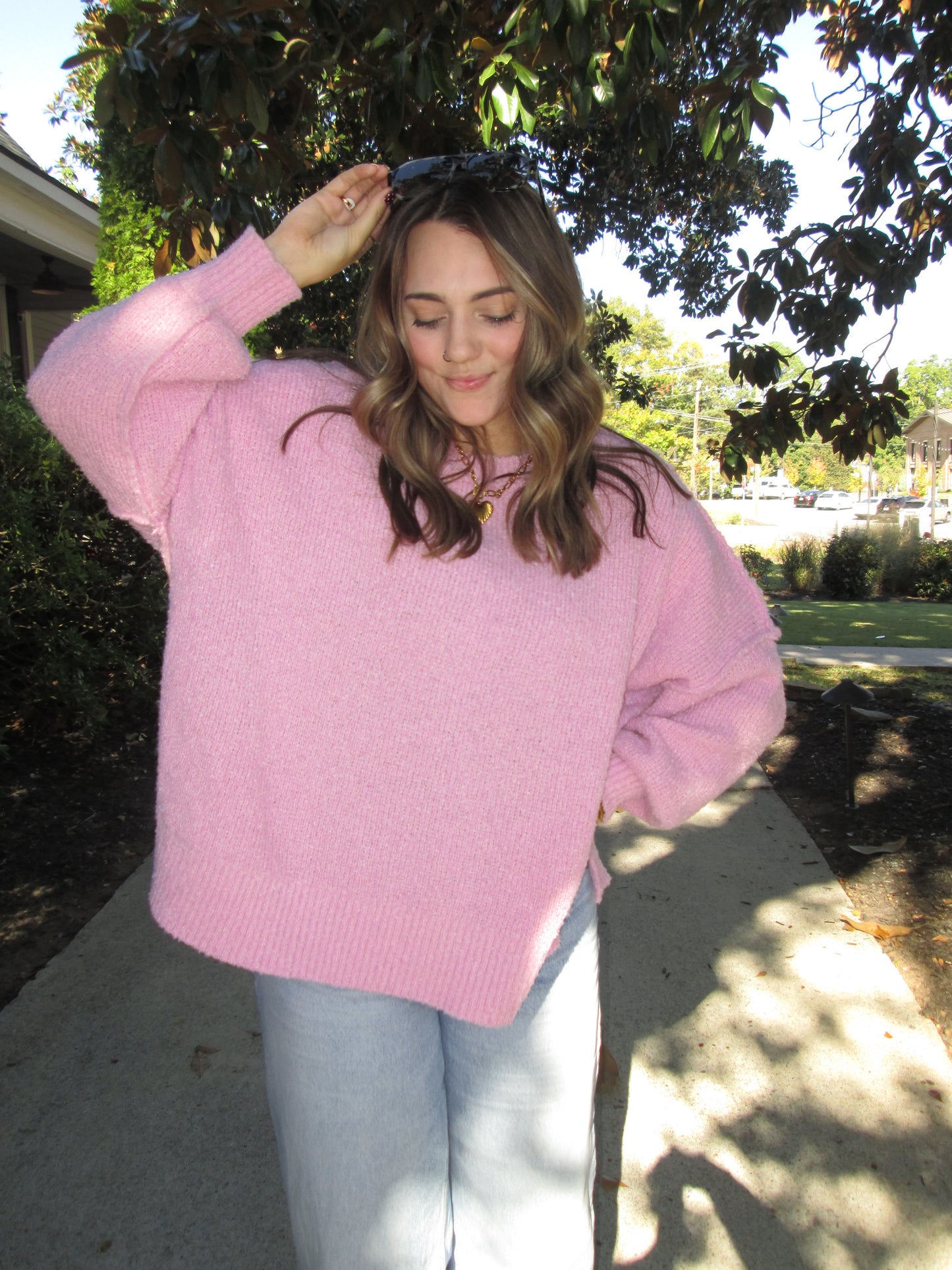 Oversized + Colorful Light Pink Sweater LAST CHANCE