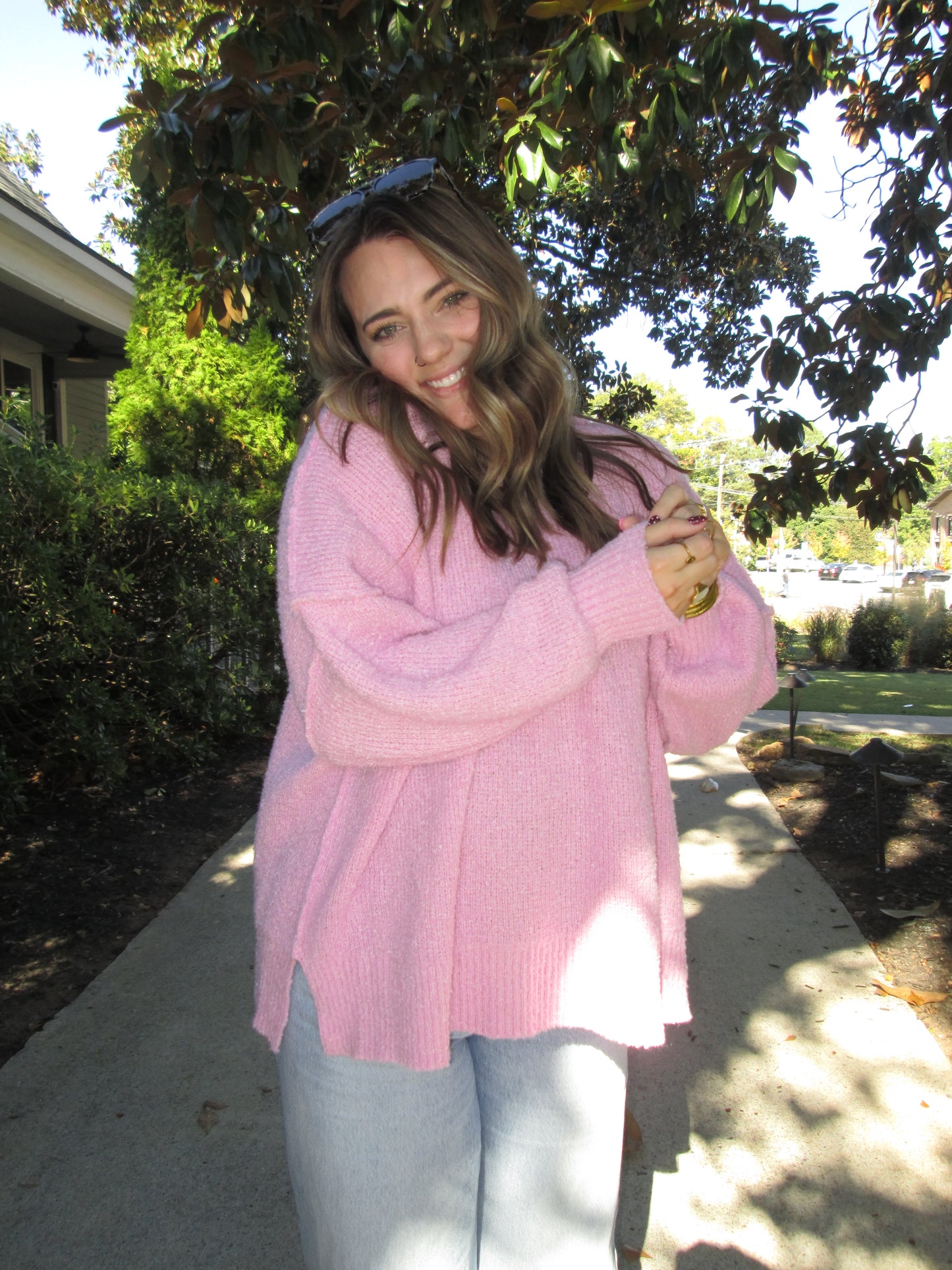 Oversized + Colorful Light Pink Sweater LAST CHANCE
