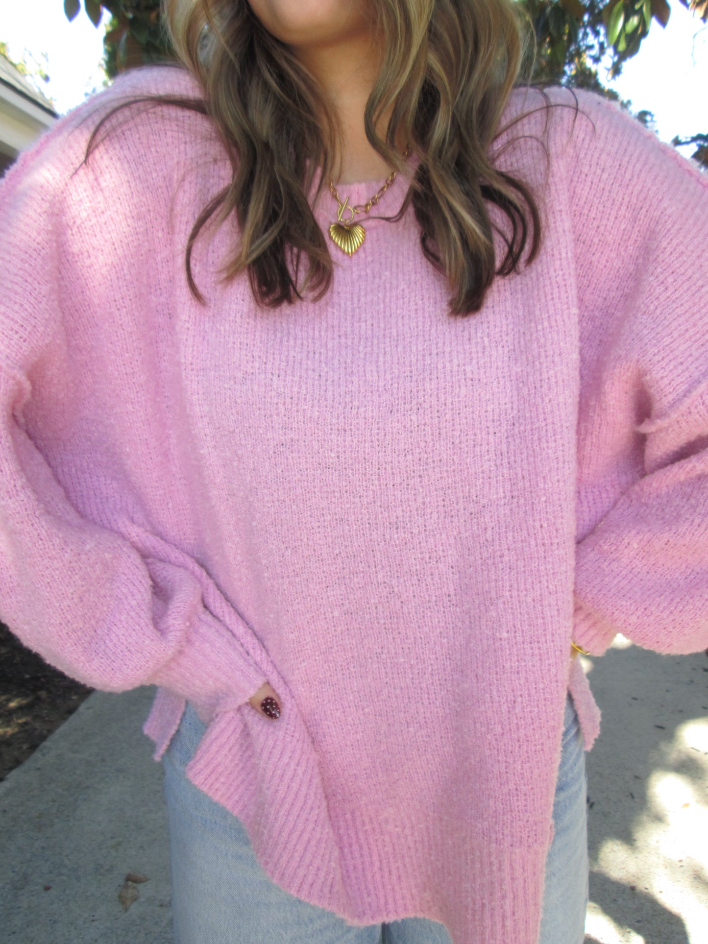 Oversized + Colorful Light Pink Sweater LAST CHANCE