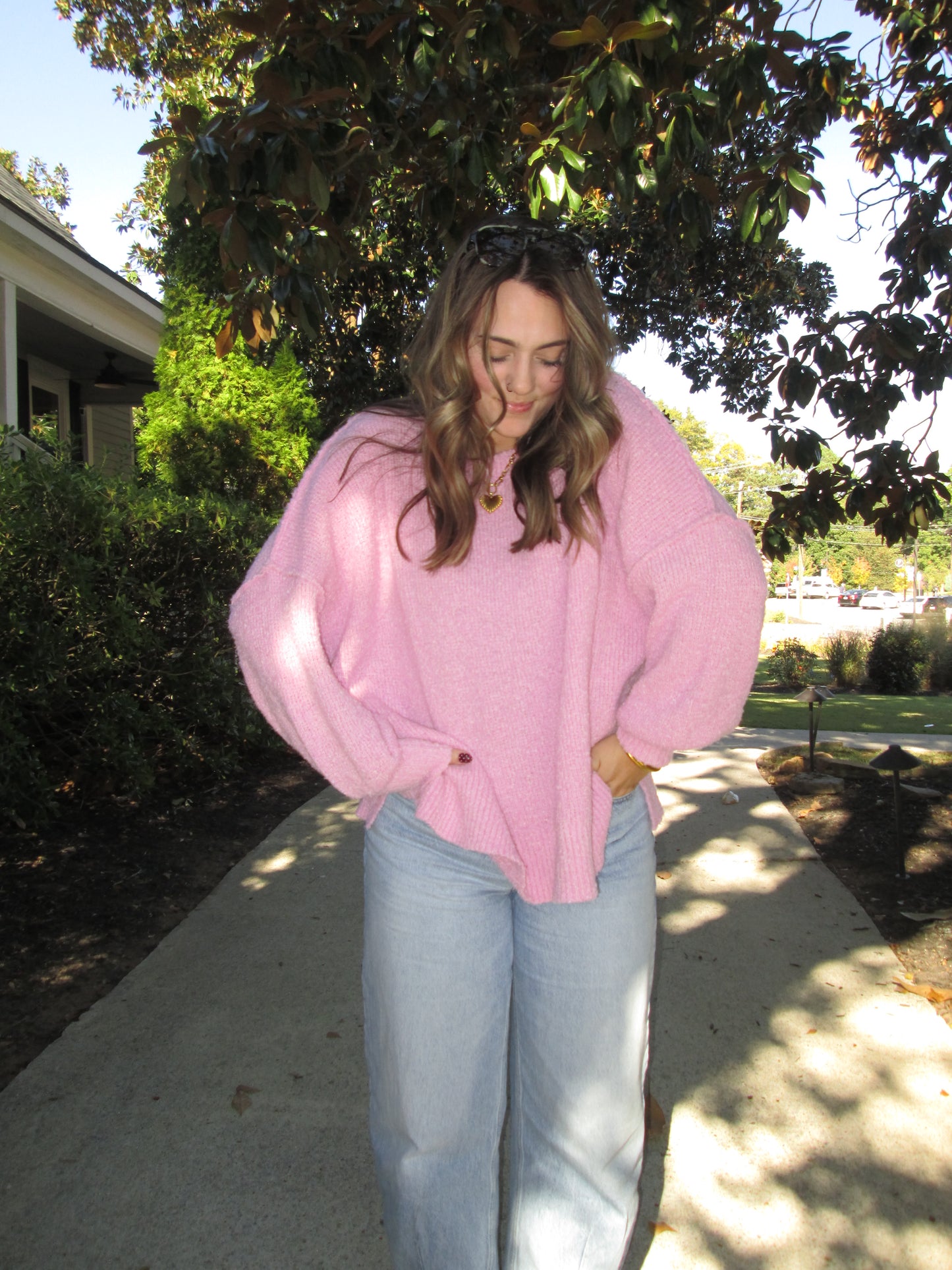 Oversized + Colorful Light Pink Sweater LAST CHANCE