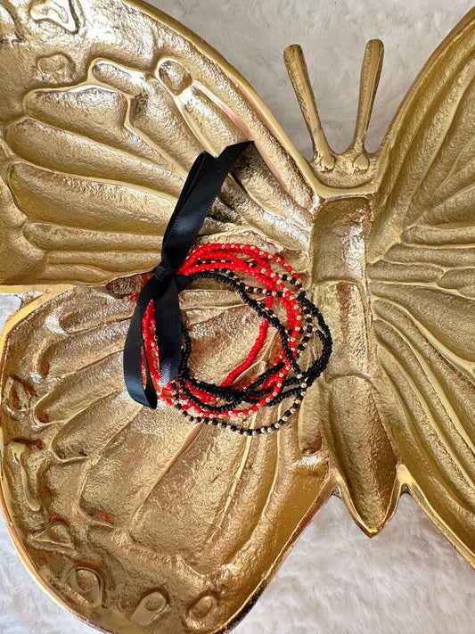 Run The Dang Ball Red & Black Bracelet Stack