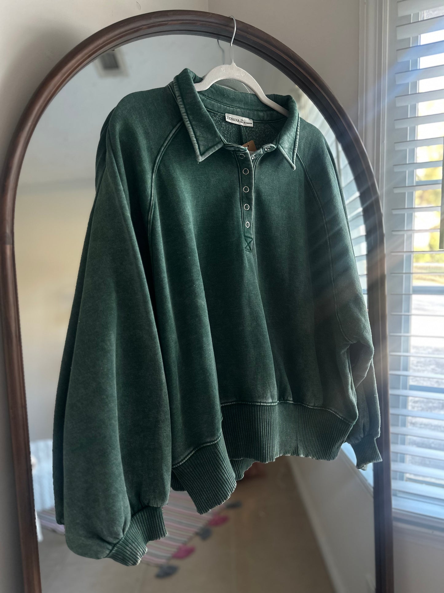 Dressing For Comfort Half Button Green Pullover RESTOCK