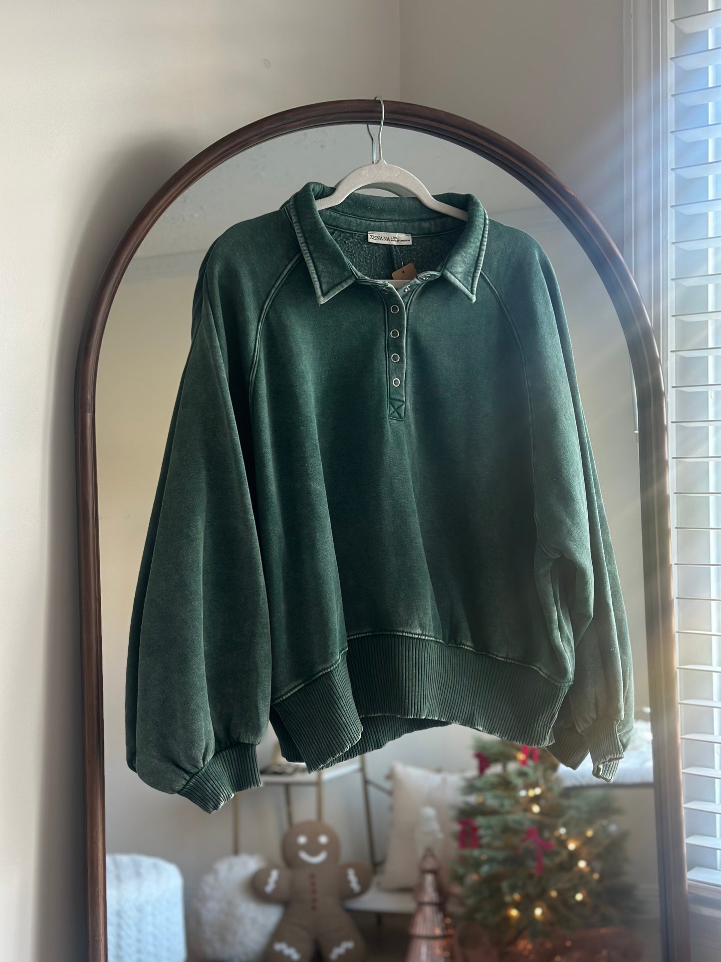 Dressing For Comfort Half Button Green Pullover RESTOCK