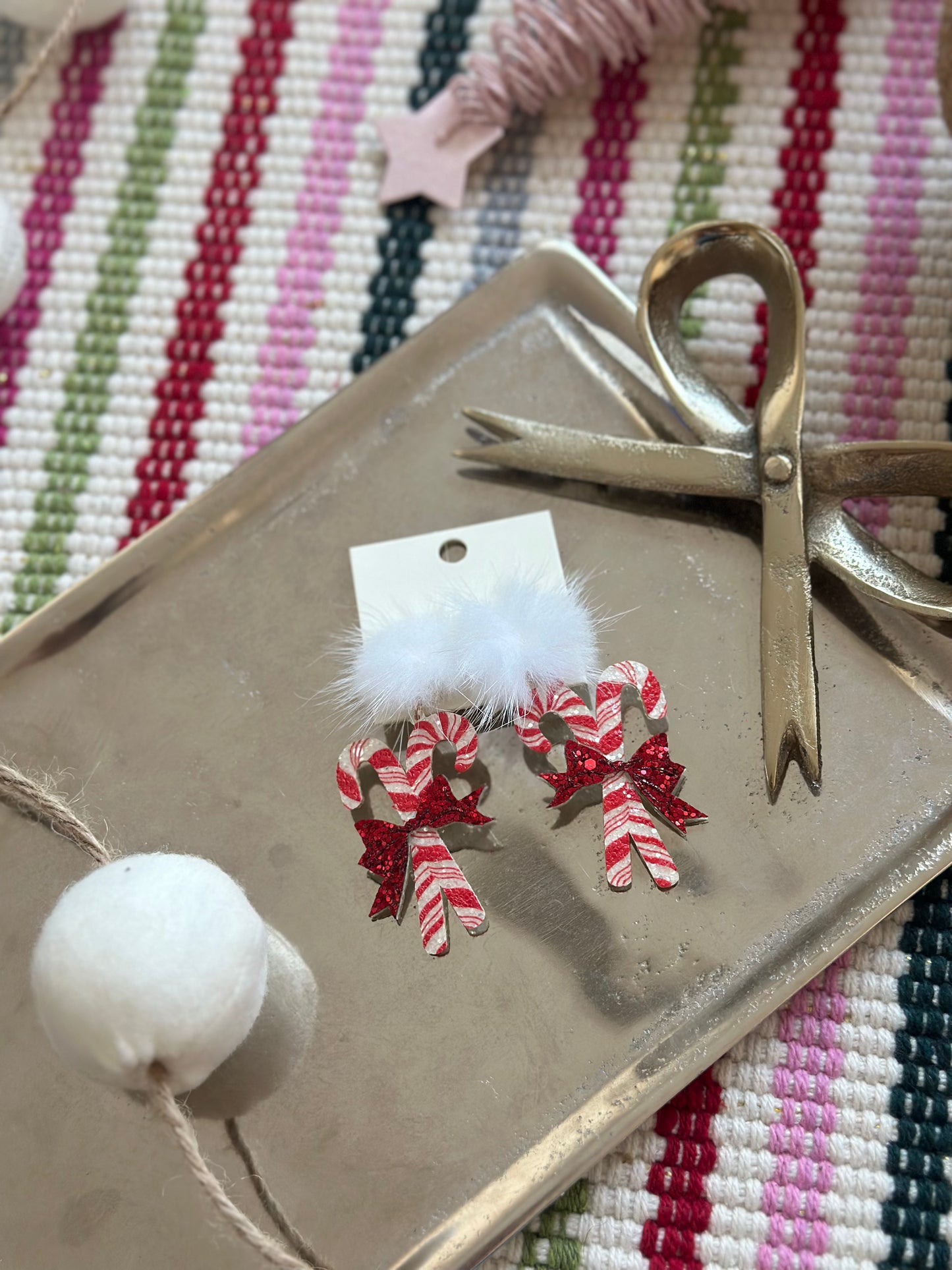 Candy Cane Bow Statement Earrings