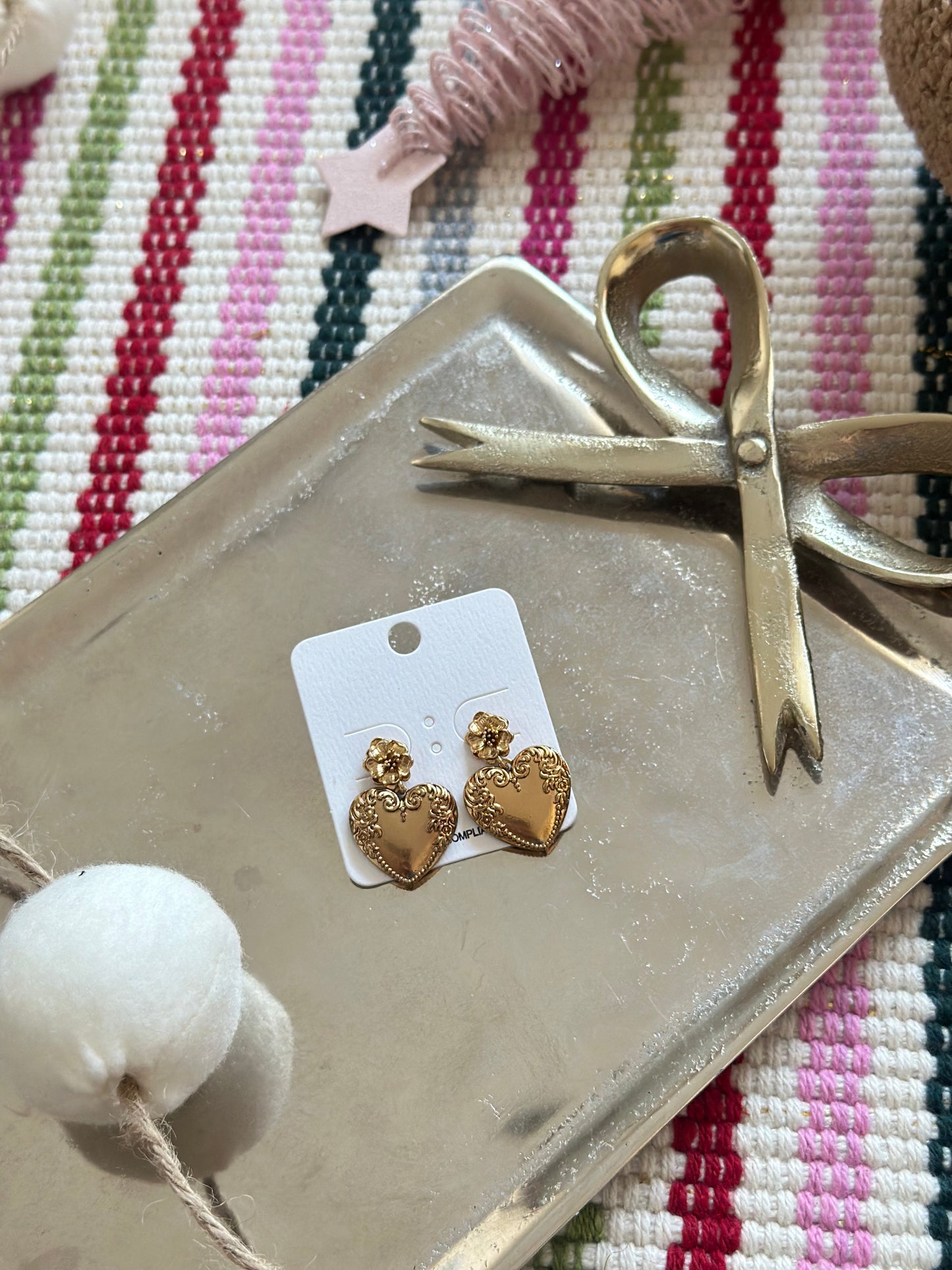 Reserved For A Girls Night Out Gold Heart Earrings
