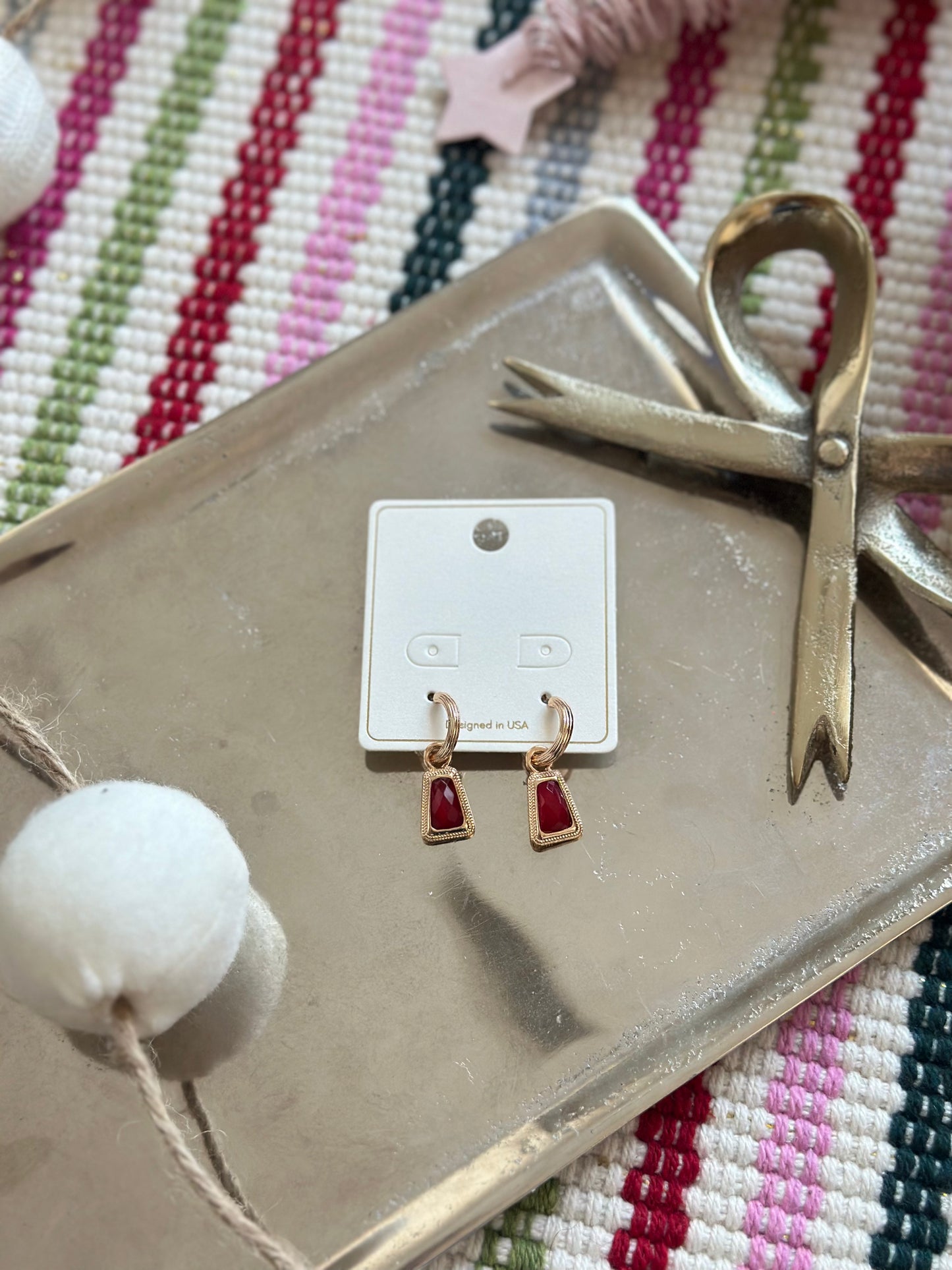 Tidings Of Red Gold Earrings